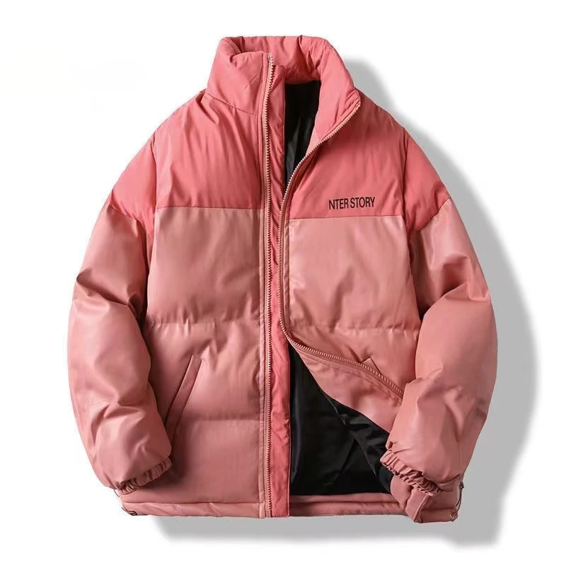 2022 Winter Thickened Leather Padded Jacket Ins Trend Padded Jacket Loose All Match Stand Up Collar Bread Suit Couple Jacket