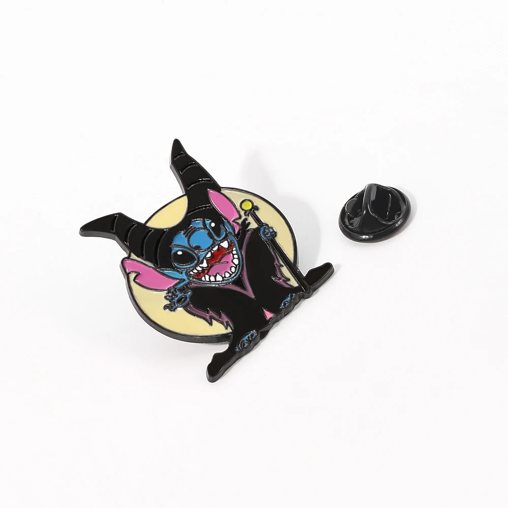 Эмалированная брошь на булавке в стиле Лило и Ститч