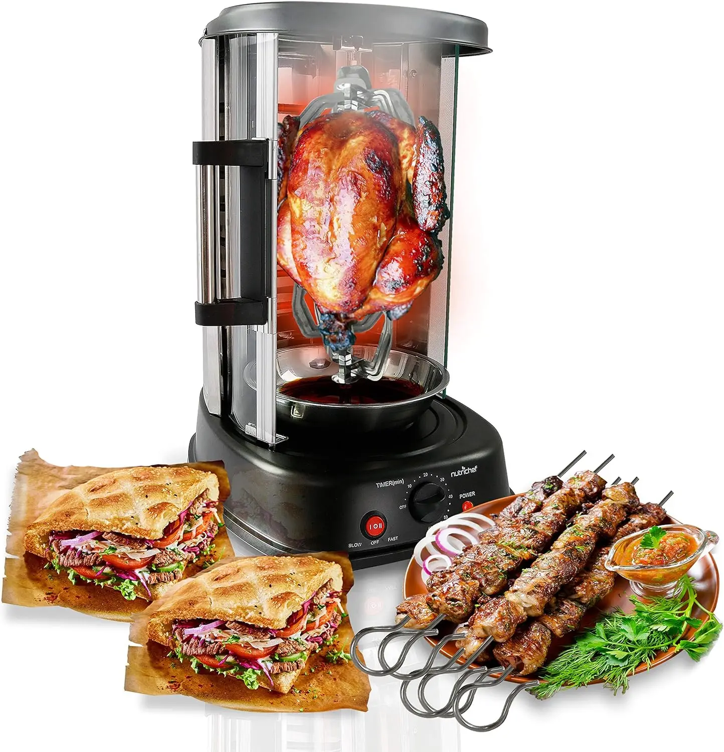 

Vertical Rotating Oven - Rotisserie Shawarma Machine, Kebob Machine, Stain Resistant & Energy Efficient W/ Heat Resistant Do Kit