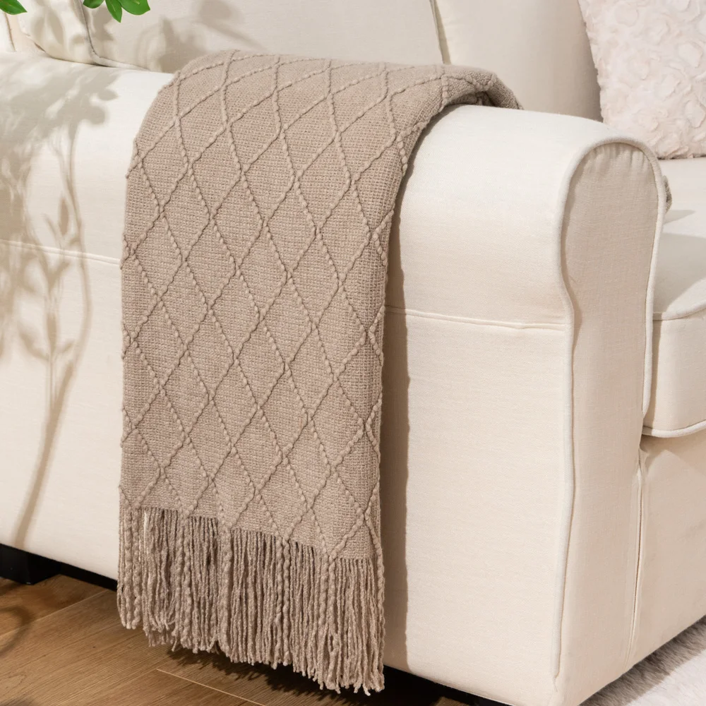 

New Battilo Throw Blanket Knitted Blanket For Couch Textured Solid Throw Blanket with Tassels Cozy Lightweight Blanket For Bed