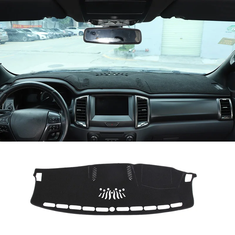 

For Ford Ranger Wildtrak 2015-2022 Black Car Dashboard Cover Mat Shading Pad Mat Carpet Car Interior Accessories
