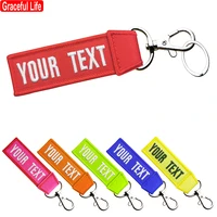 customized keychain double sided embroidery motorcycle personalized your text outdoor luggage tag
