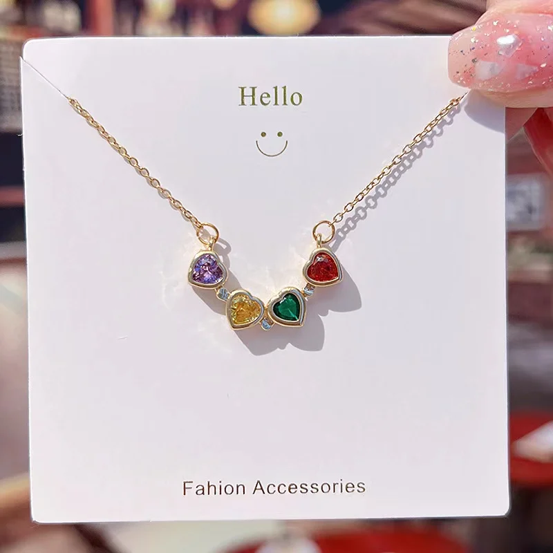 

Fashion Trend Elegant Delicate Two Wear Micro Paved Zircon Four Leaf Clover Titanium Steel Necklace Ladies Jewelry Party Gift