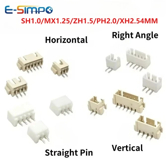 

Разъемы E-SIMPO MX1.25 SH1.0 ZH1.5 PH2.0 XH2.54 VH3.96мм