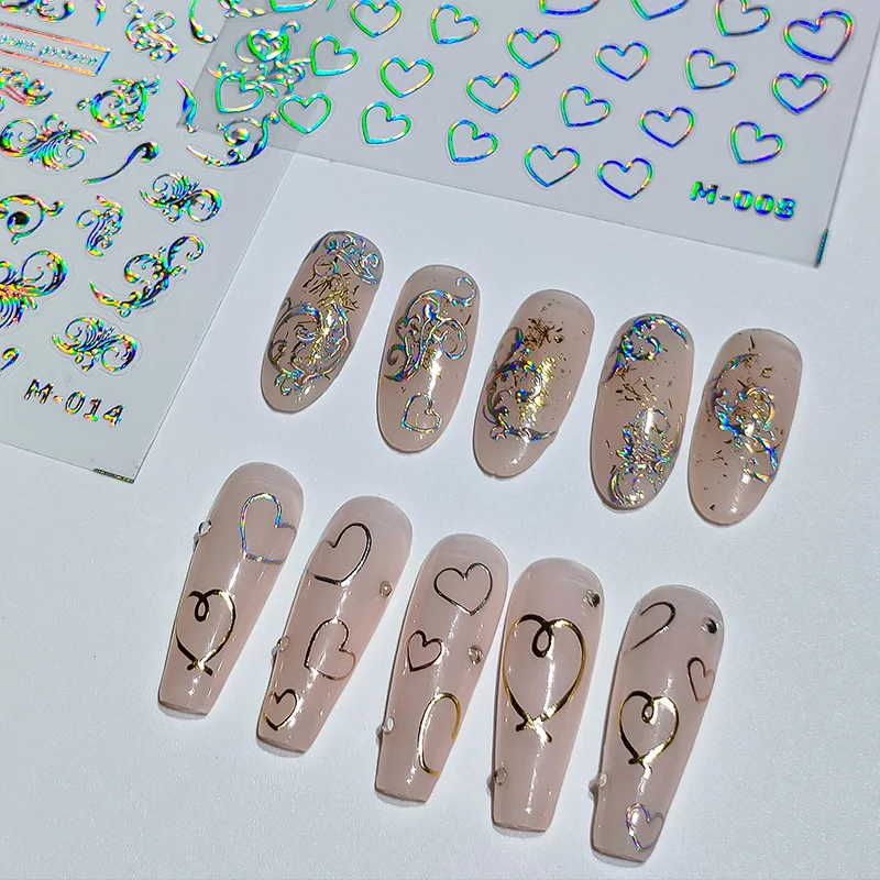 

Professional Nail Supplies Retro Three-dimensional Bronzing Series A Variety Of Love Metal Color Nail Stickers