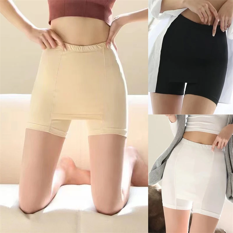 

High Waist Shorts Double Layer Safety Shorts Thin Sliming Fit Seamless Summer Shorts Lifting Hips Abdomen Lady Clothing Women