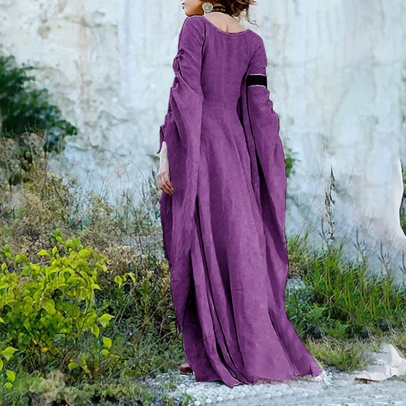 Women's Dress Renaissance Floor Length Dress Chemise Dress Garb Costume Long Sleeve Medieval Gothic Dress Gow Cosplay Costume images - 6