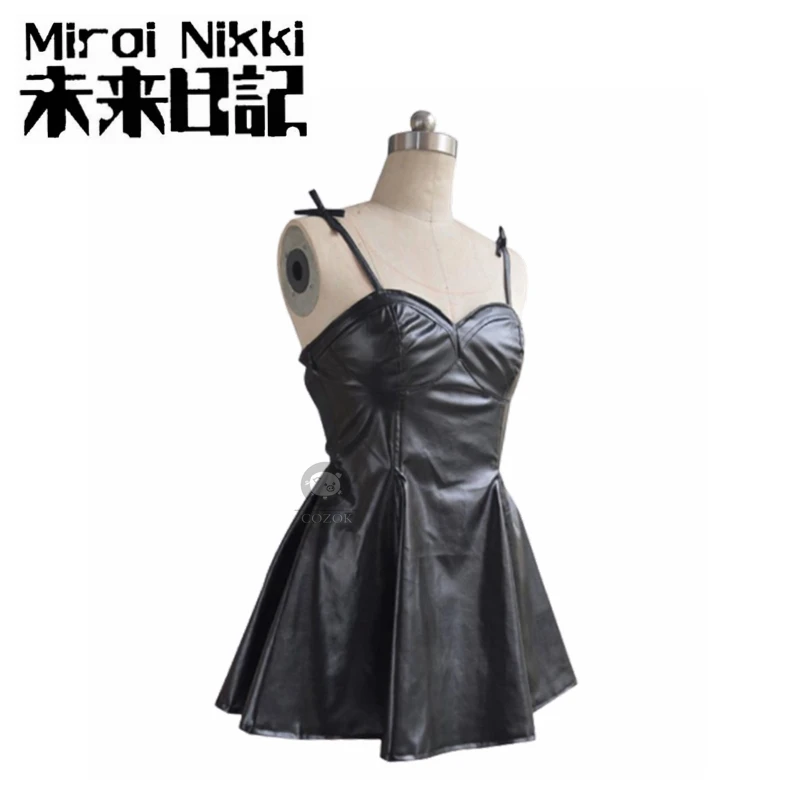 Аниме дневник будущего Gasai Yuno черное Повседневное платье из искусственной кожи