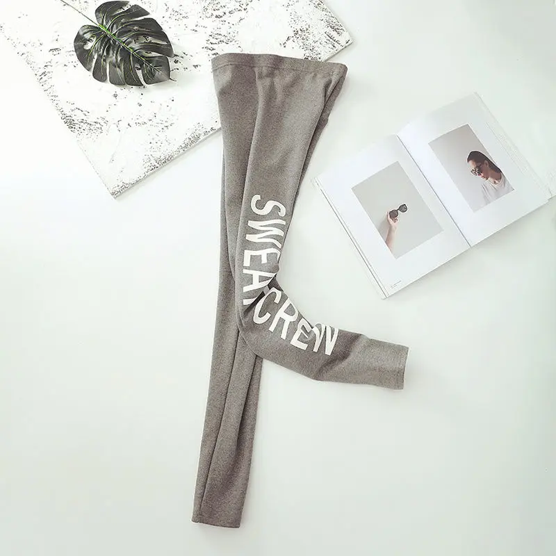 DUOFAN Autumn and Winter Leggings Women's Outwear Printed Tight-fitting Slim Slimming Oversized Velvet Thickening Pants