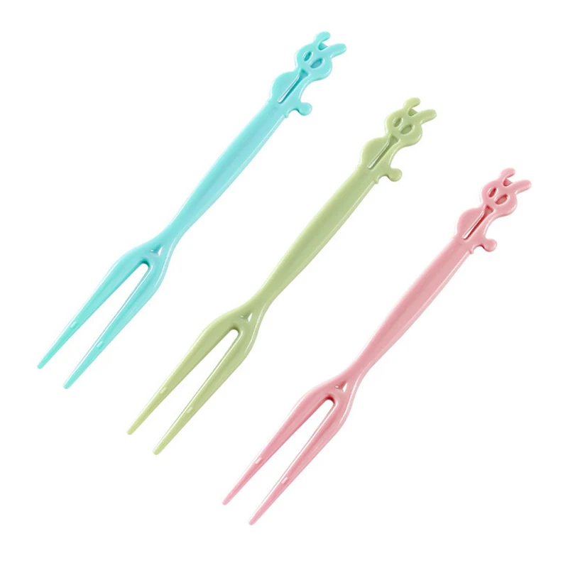 

50pcs Mini Color Transparent Disposable Forks For Party BBQ Sticks Picks Skewer Set Home Dining Plastic Food Cake Fruit Fork