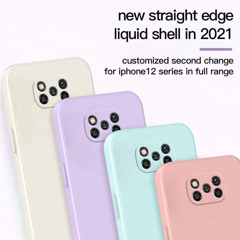 square liquid soft silicone phone case for xiaomi redmi note 7 8 9 9s 10 pro max poco x3 pro nfc f3 gt m3 m4 pro 5g cover funda free global shipping