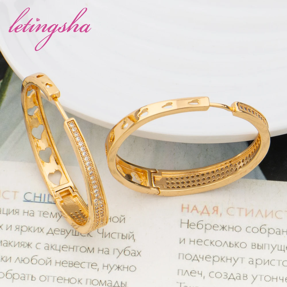 Letingsha 2023 New Girl's French Hoop Earrings Crystal Zircon Vintage Rhinestone Fashion Earrings Party Jewelry Gifts Bijoux