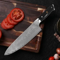 genuine damascus knives 67 layers damascus 10cr15mov vg10 steel 8 inch chef sharp slicing cleaver bbq kitchen knives g10 handle
