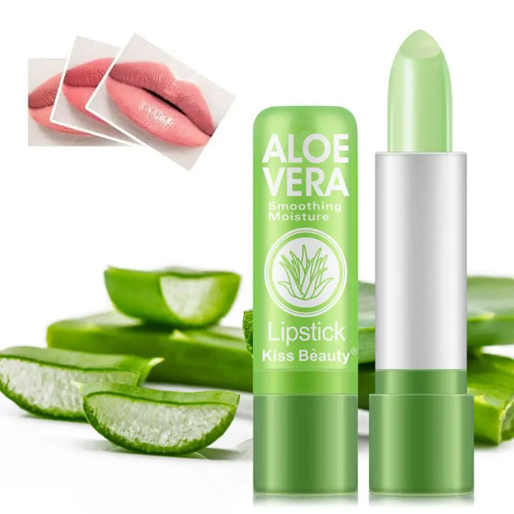 

1PC Moisture Lip Balm Long-Lasting Natural Aloe Vera Lipstick Color Mood Changing Long Lasting Moisturizing Lipstick Anti Aging