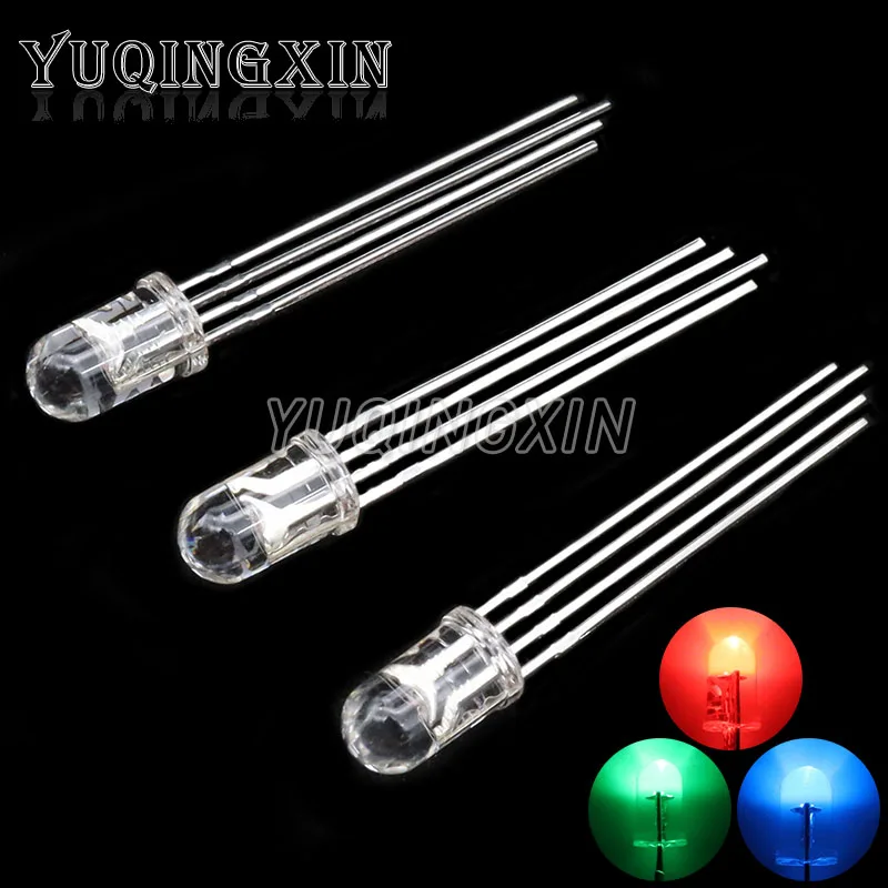 

50pcs 5mm RGB LED Common Cathode / Common Anode Tri-Color Emitting Diodes F5 RGB Diffused / Transparent Highlight for arduino