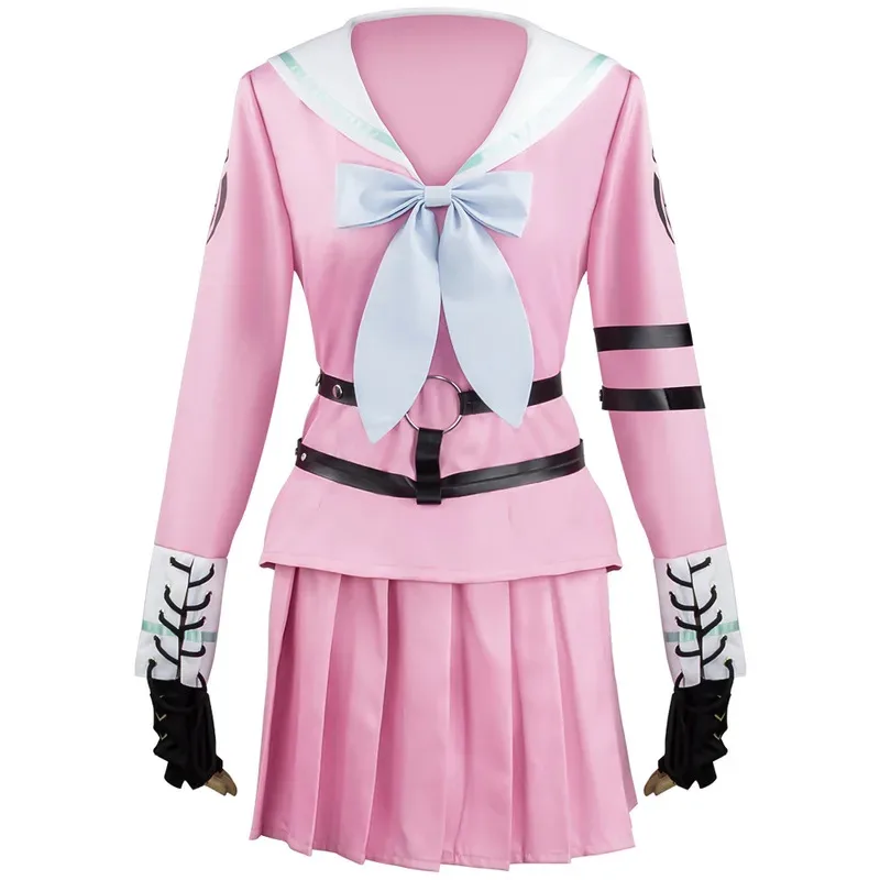Фото ABC123Anime Danganronpa V3 Miu Iruma Розовая униформа для девочек Одежда с черным поясом и бантом JK Костюмы для косплея Хэллоуин Outfx; 3,f'6,h.7;j №2