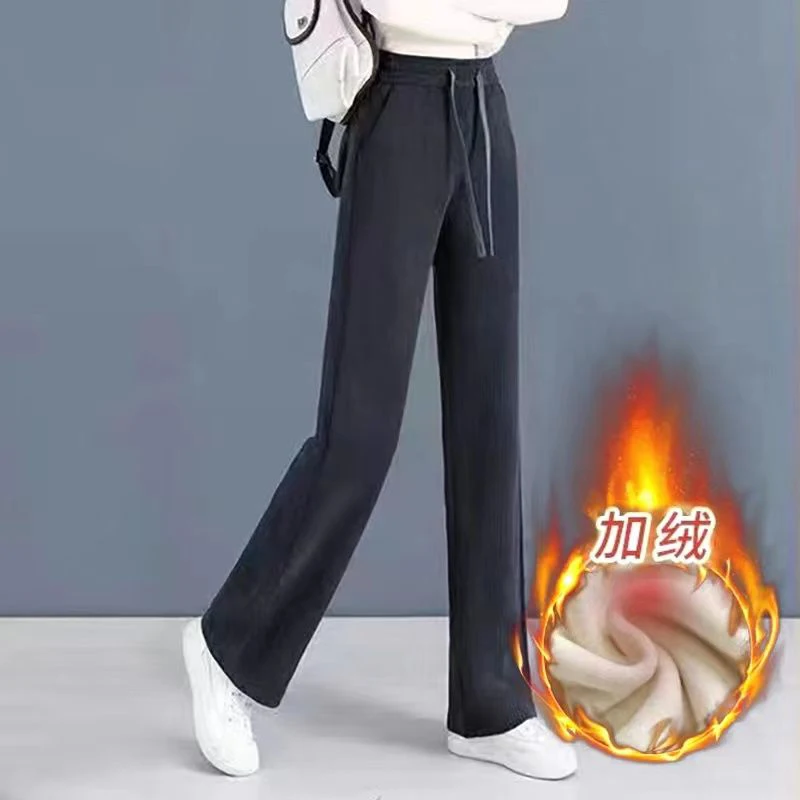 Брюки женские вельветовые с широкими штанинами повседневные свободные