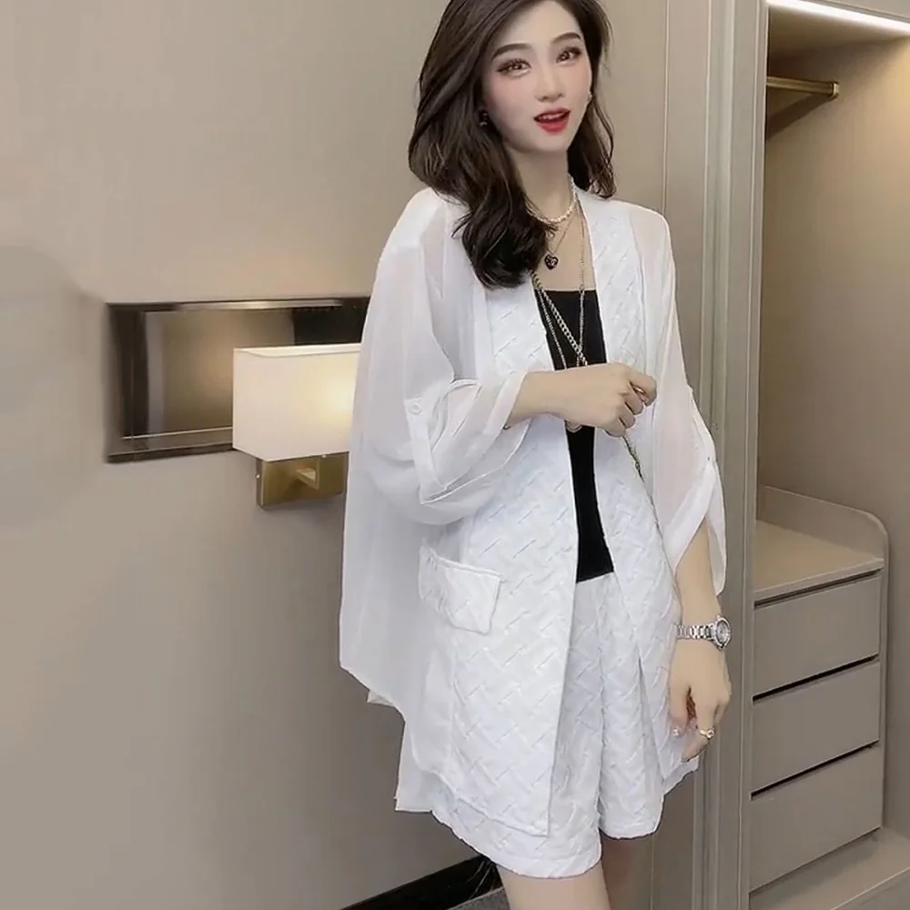 

Женский офисный костюм из двух предметов, Элегантный Тонкий Блейзер, топы и шорты, деловой костюм для работы, повседневные женские комплект...