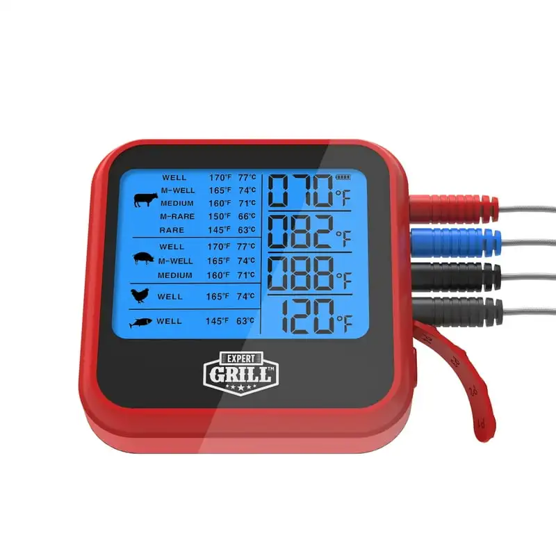 

Display Cooking Thermometer with 4 Temperature Probes Ftwo termometro digital medidor de temperatura corporal Hygrometer Rain ga