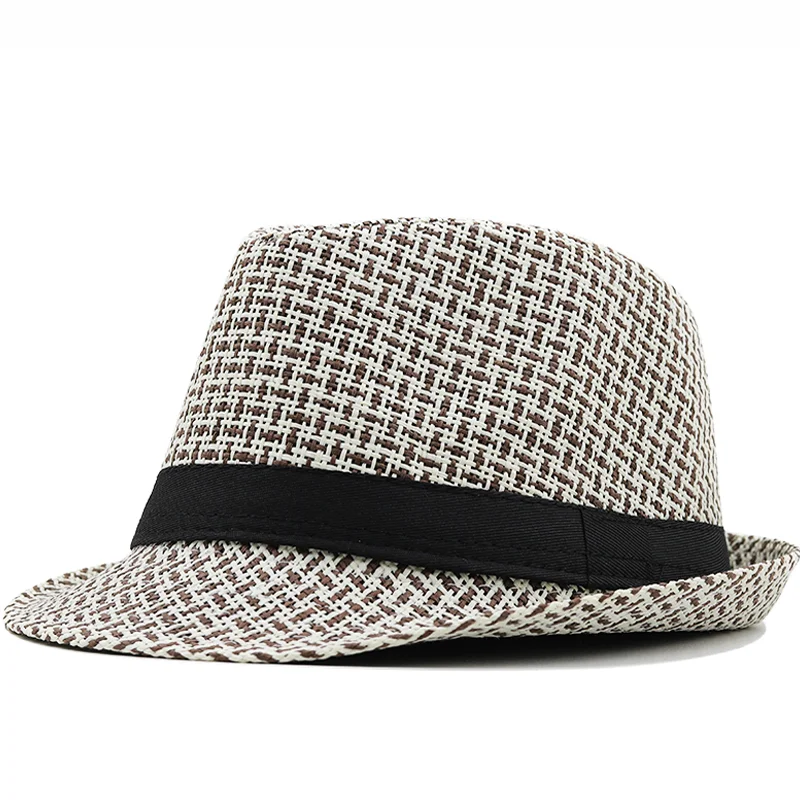 Simple Summer Women Men Fedoras Straw Hat Girl fishing Trilby Panama Hats Men Straw Beach Sun Hats for Men Breathable Fedora Hat