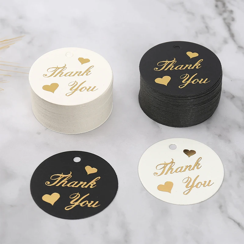 

100pcs Round Thank You Tag Gift Wrapping Hang Lables Wedding Party Cake Tag