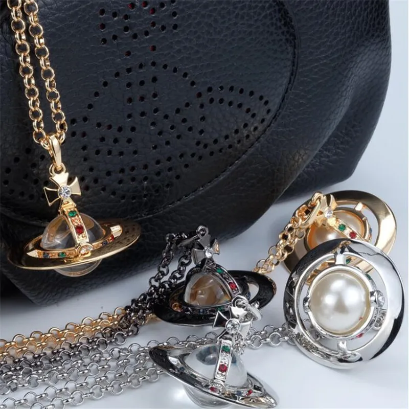 

2022 New Crystal Saturn Necklace for Women Ins Style Luxury Sweater Chain for Girls Sweet Fashion Jewelry Wholesale