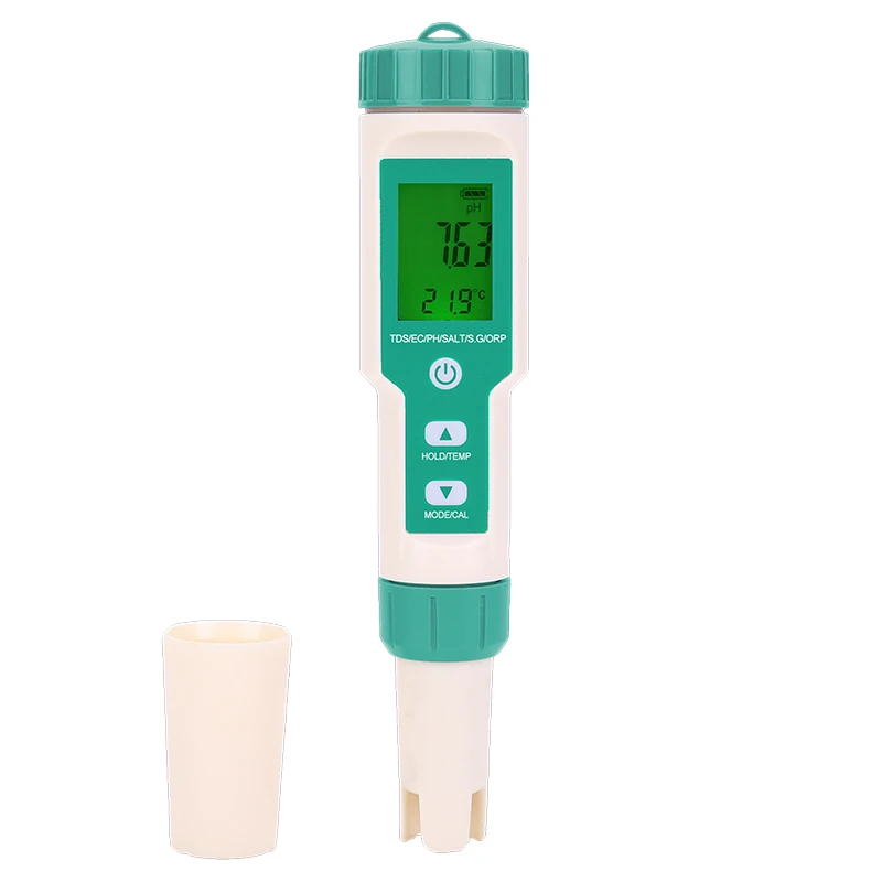 Medidor de salinidad 7 en 1, medidor de pH y orp, ec tds, temperatura, calidad del agua