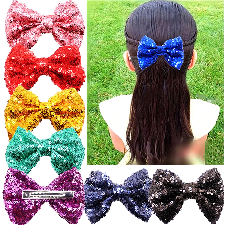 

10CM Length Children Bow Hair Accessories 1PC Sequins Alloy Hairpin Headdress Halloween Christmas Girts Gifts Durable Hair Clip