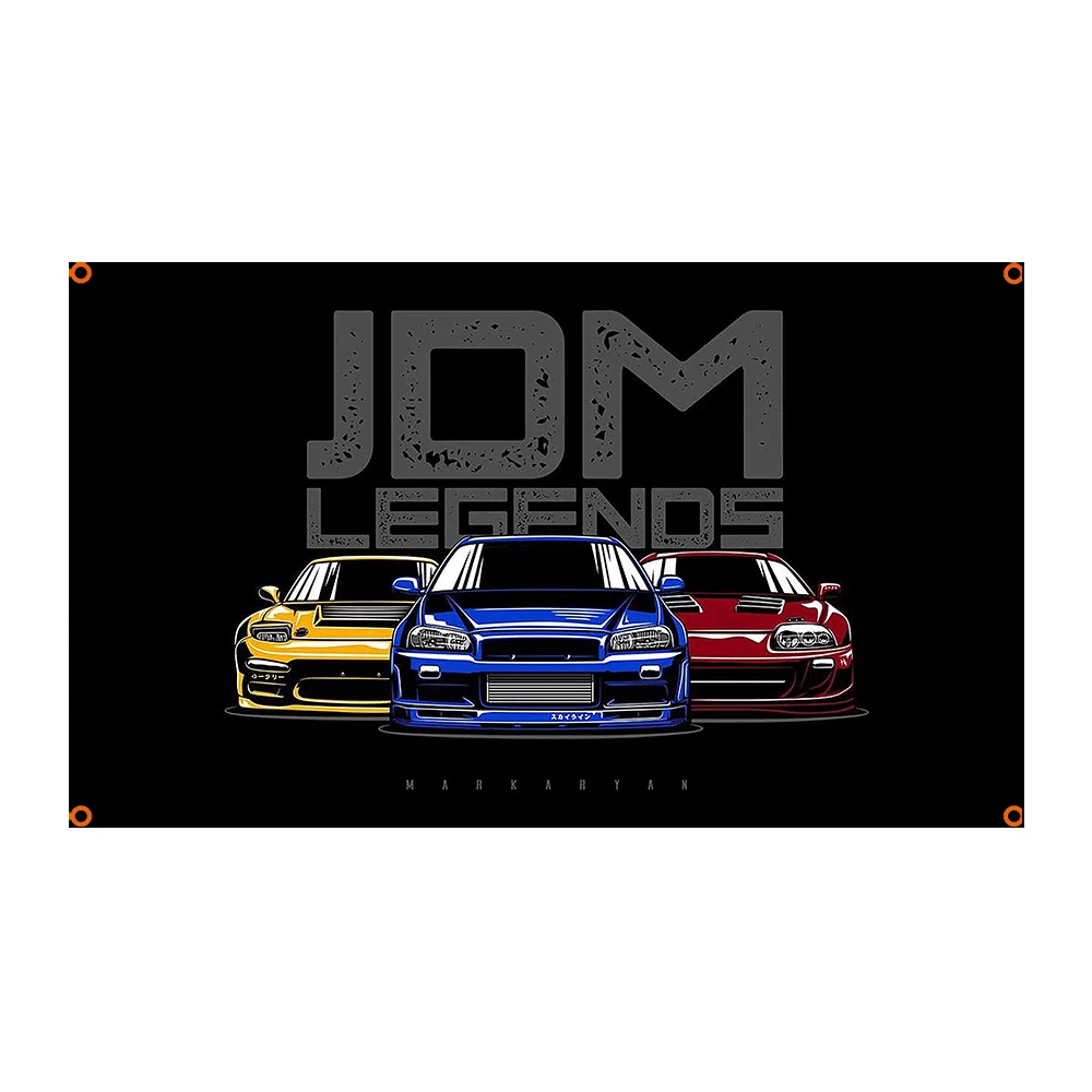 Фото 3x5FT персонализированный крутой автомобильный флаг JDM, применимый к гараже или на открытом воздухе для украшения №3