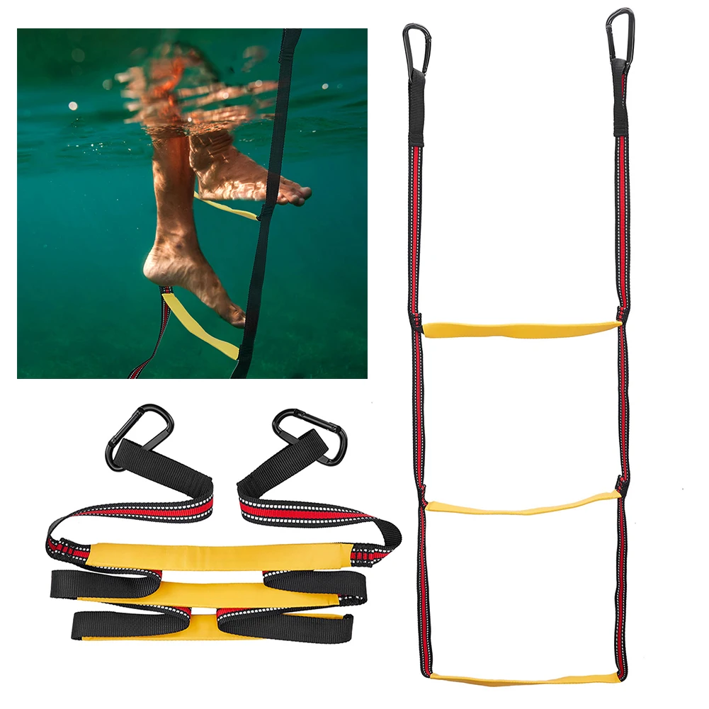 

3 Step Rope Boat Ladder Inflatable Strap Portable Assist Boarding for Pontoon Kayak Motorboat Canoeing Sailboat Outdoor Climbing