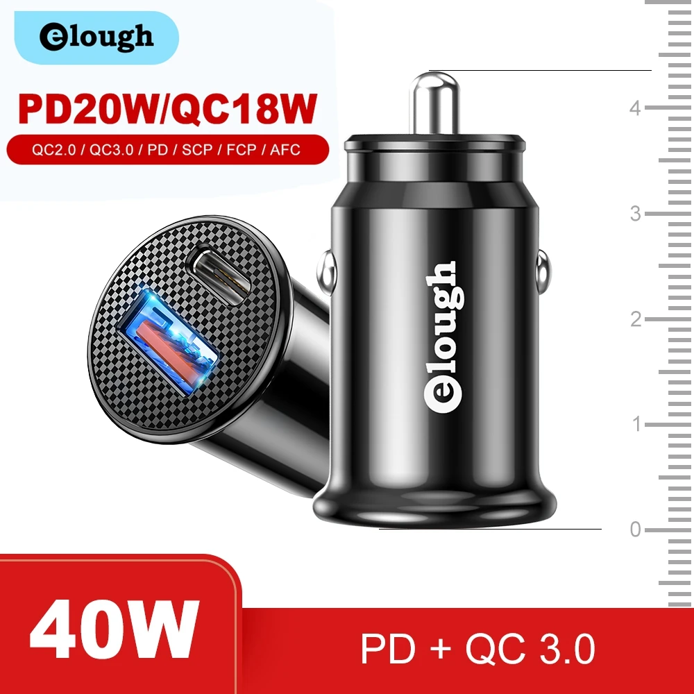 Автомобильное зарядное устройство Elough с USB-портом для быстрой зарядки 3 0 PD Type C
