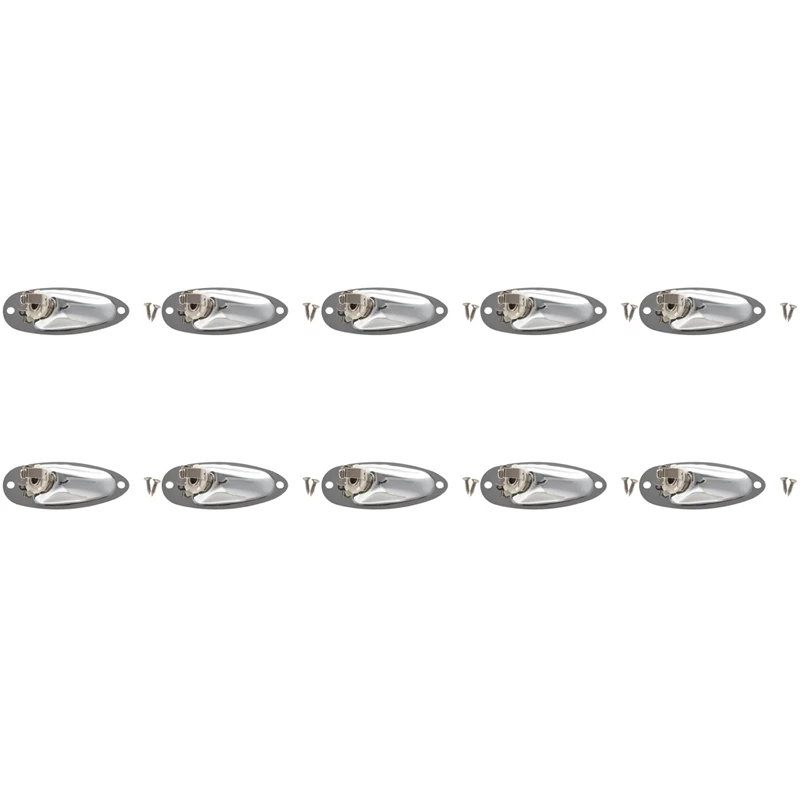

10Pcs Boat Guitar Jack 1/4 Inch Input Output Jack Plate Socket 6.35Mm Chrome Silver For FD Strat Style Guitar Parts