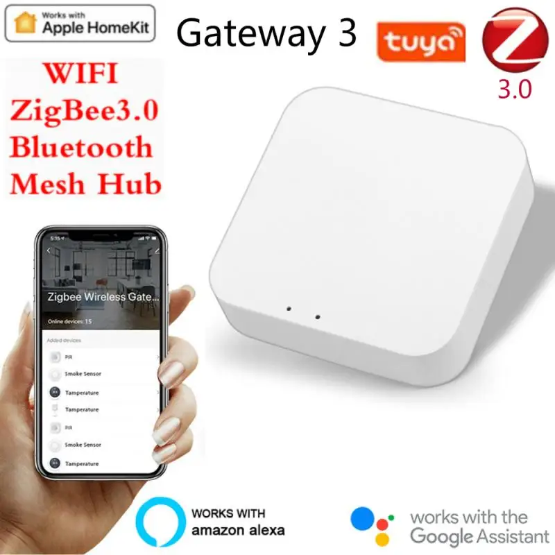 

Tuya Smart Gateway Hub Multi-mode Smart Home Bridge WiFi Bluetooth ZigBee APP Wireless Remote Control Alexa Google Home