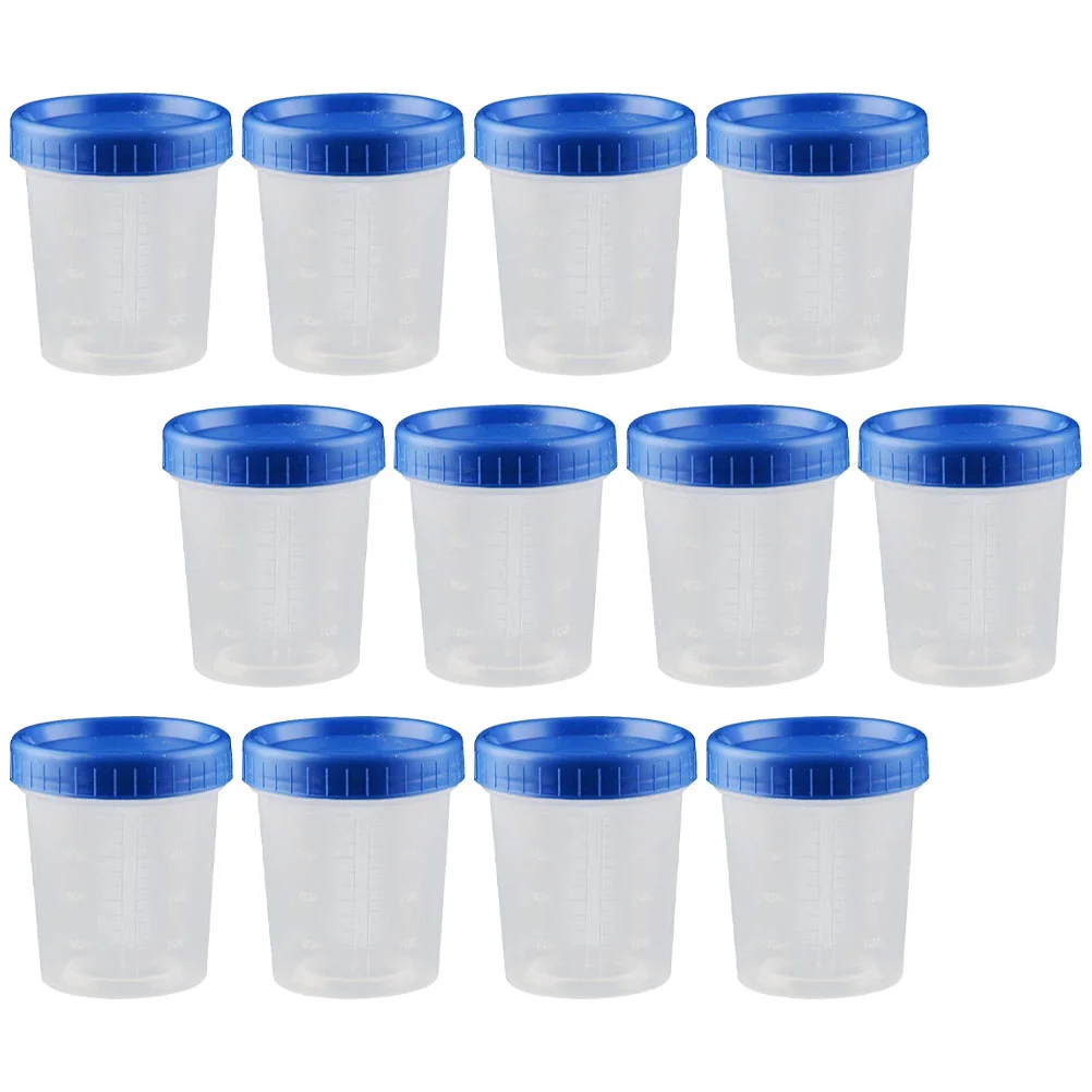 

25 Pcs Blue Lid Measuring Cup Disposable Cups 120ml Specimen Container Bottle Sample Pp Urine