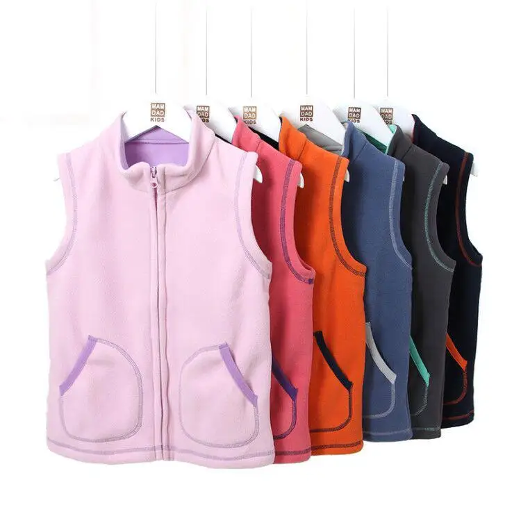 

Children's Vest Double Layer Polar Fleece Jackets For Boys And Girls Unisex Clothes Solid Sleeveless Coats Autumn Kids Clothing
