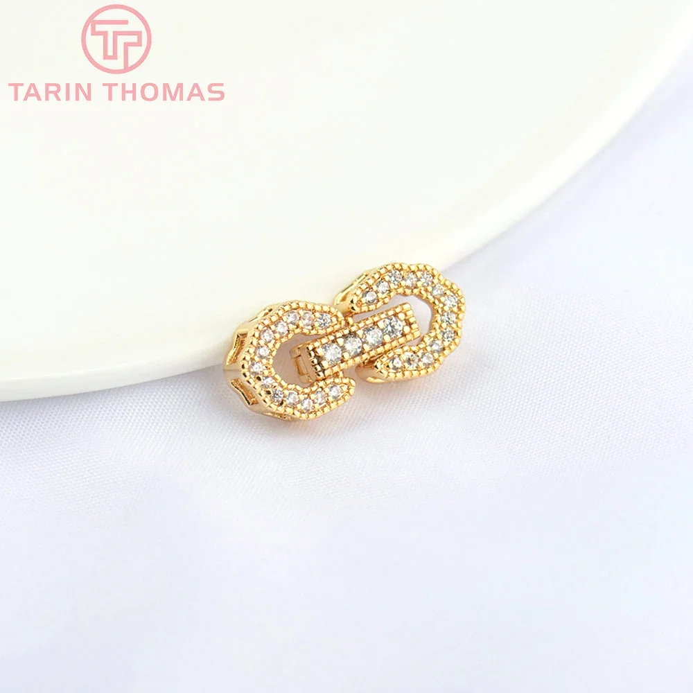 Латунные соединительные застежки для браслета и ожерелья с цирконом 4 шт. 8x5063 мм 24