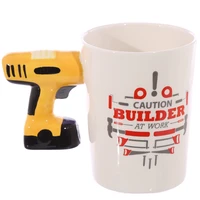 2022 newelectric drill mug novelty shaped handle ceramic tool mug tool mug garage decor woodworking tools builders gift