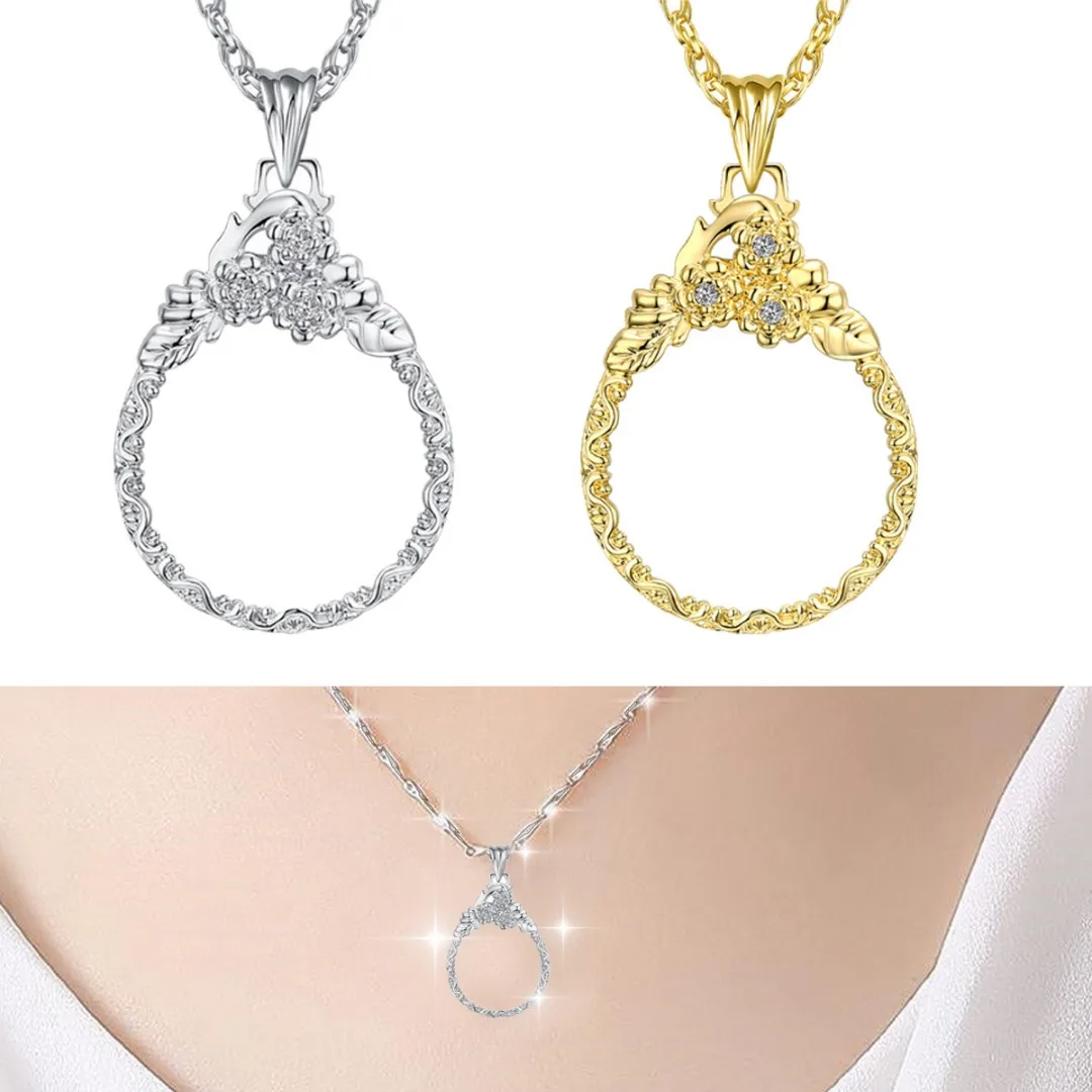 1pc Magnifier Pendant Necklace Alloy Jewelry Magnifying Chain Creative Portable Magnifiers Pendants Necklaces