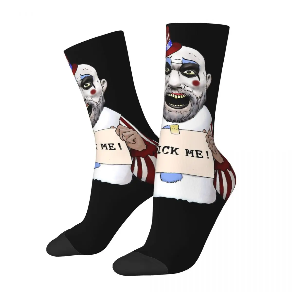 Funny Men's Compression Socks Captain Spaulding Kick Me Vintage Harajuku House Of 1000 Corpses Horror Movie Casual Crew Sock