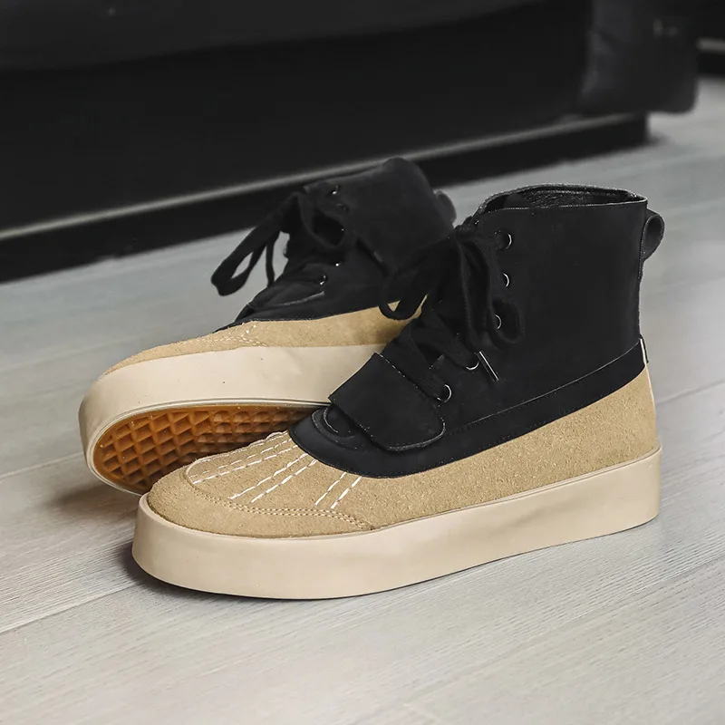 

Autumn Winter Trendy Sneakers for Men Comfortable Suede Leather Men's High Sneakers Platform Height-increasing Flat Shoes Men