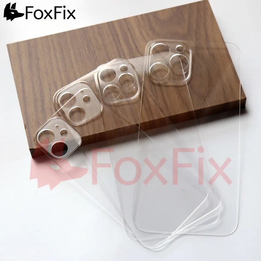 

FoxFix Transparent Clear Back Glass For iPhone 13 Pro Max 13 mini 13Pro Battery Cover Glass Panel Rear Housing Case Replacement