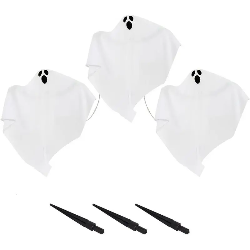 

Halloween Ghost Yard Stakes 3pcs Ghosts Halloween Decorations Lighted Black White Ghost Garden Stakes Lawn Yard Outside Haunted