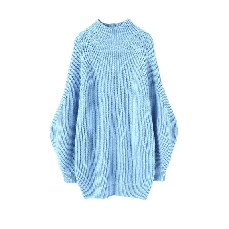 Женский длинный кашемировый пуловер теплый зимний свитер с рукавами-фонариками