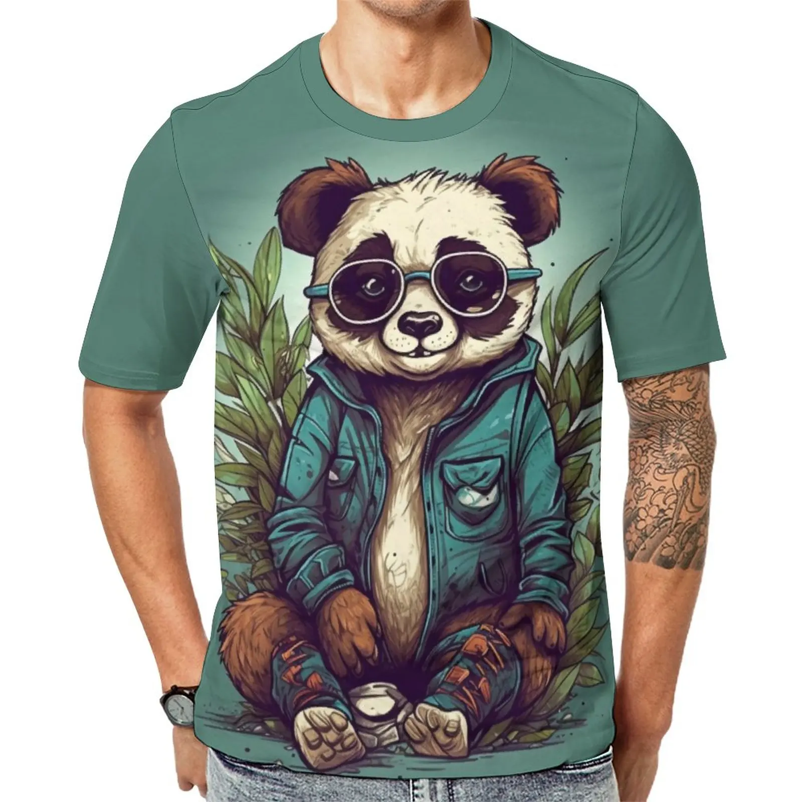 

Panda T Shirt Man Cartoon Nature Style Classic T-Shirts Premium Novelty Tee Shirt Short Sleeve Graphic Oversize Clothes