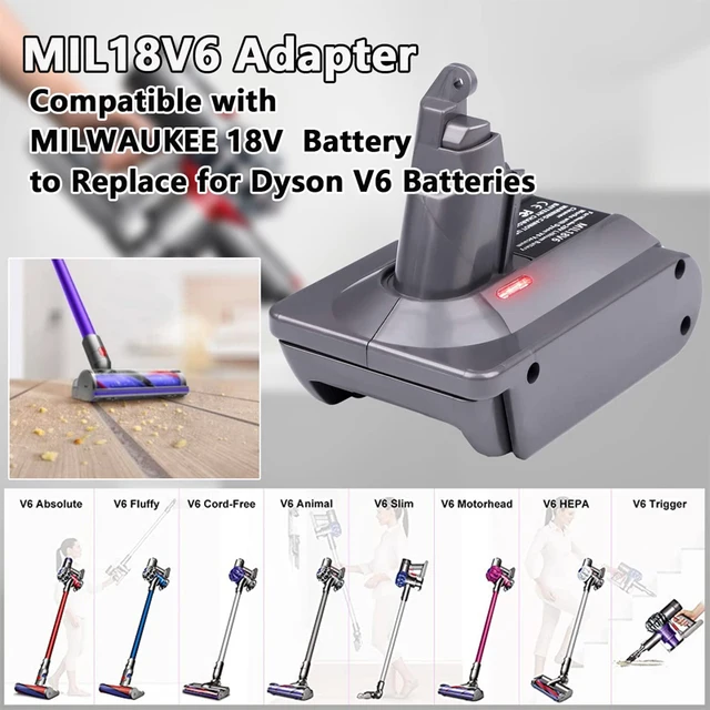 Milwaukee M18 18V / 20V Lithium Battery Converter Adapter To Dyson V7  Motorhead V7 Trigger V7 Fluffy V7 Absolute V7 Hepa V7 Voiture + bateau V7  Animal V7 Sv11 V