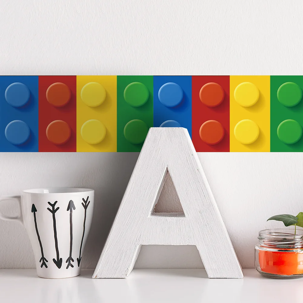 Мультяшная линия талии настенный строительный блок стильные обои из ПВХ с