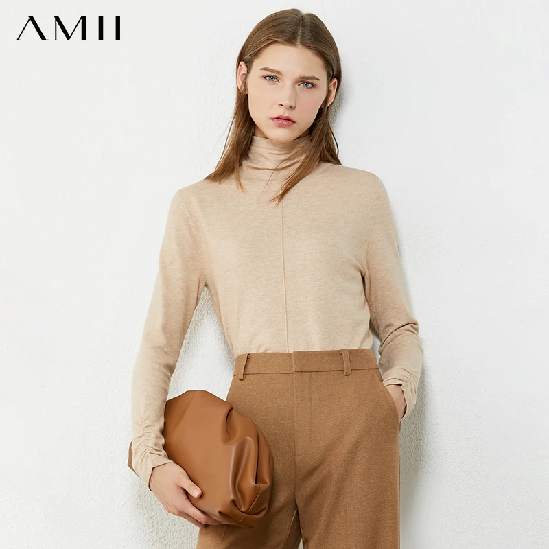 

Amii Minimalism Autumn Winter Basic Sweaters For Women Causal Solid Women's Turtleneck Sweater Female Pullover Tops 12020285