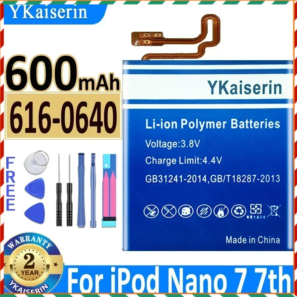 Аккумулятор YKaiserin 616-0640 для IPOD Nano 2 3 4 5 7/4 6 7-го поколения MB903LL/A 616-0639 [W0784] MP3 MP4 616-0467