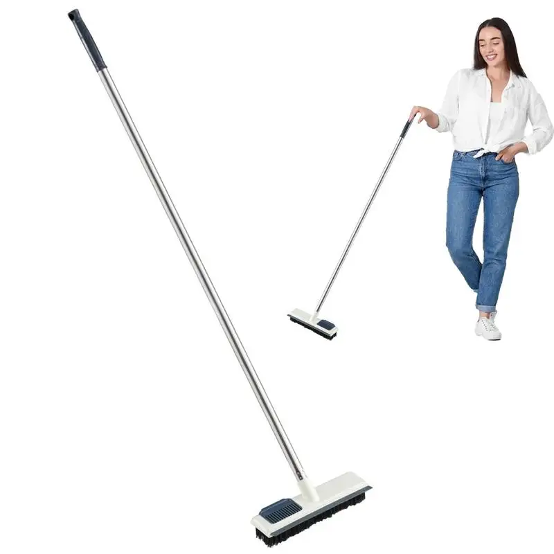 Щетка для чистки пола 2 в 1 с регулируемой длинной ручкой и жесткой щетиной