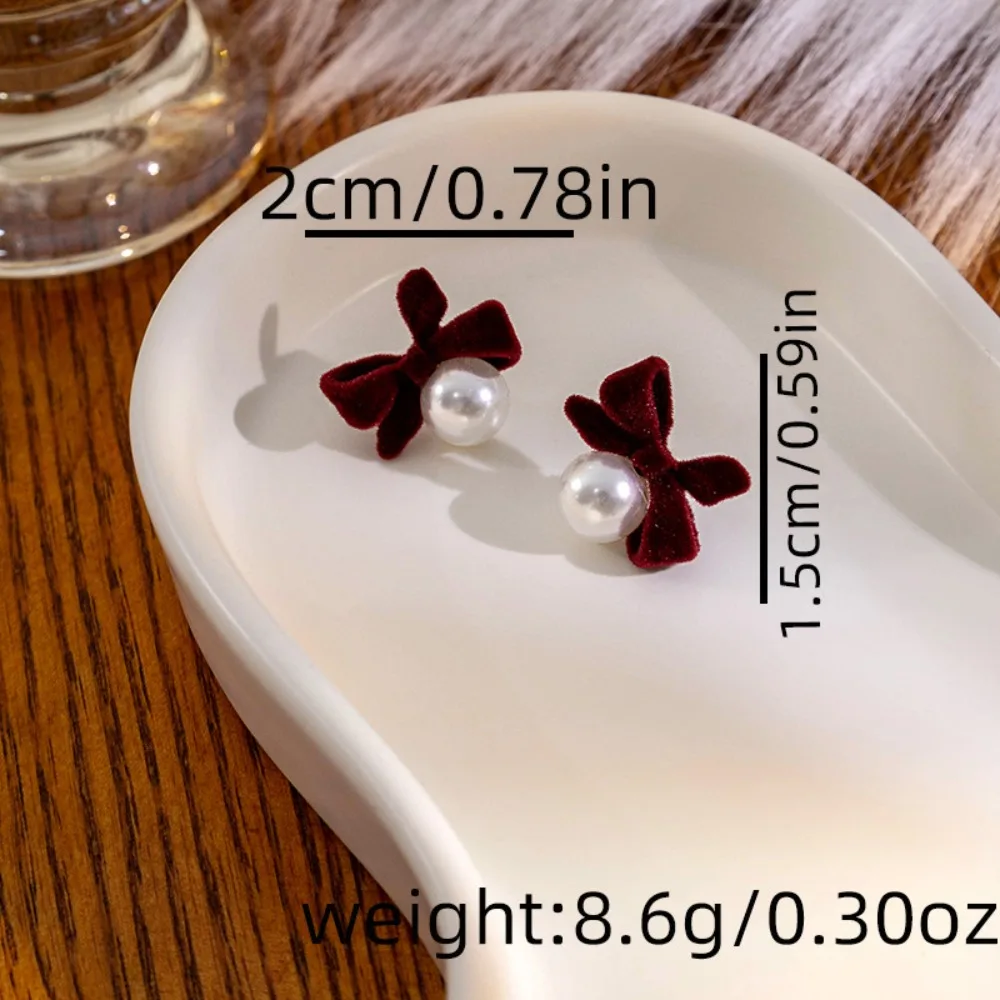 Красный черный бант жемчужные серьги ювелирные аксессуары большие бусины